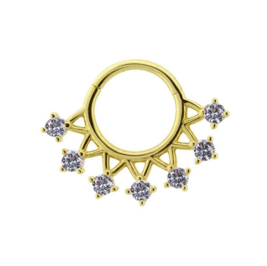Minimal Hoop Stoned Piercing Yellow 14 K
