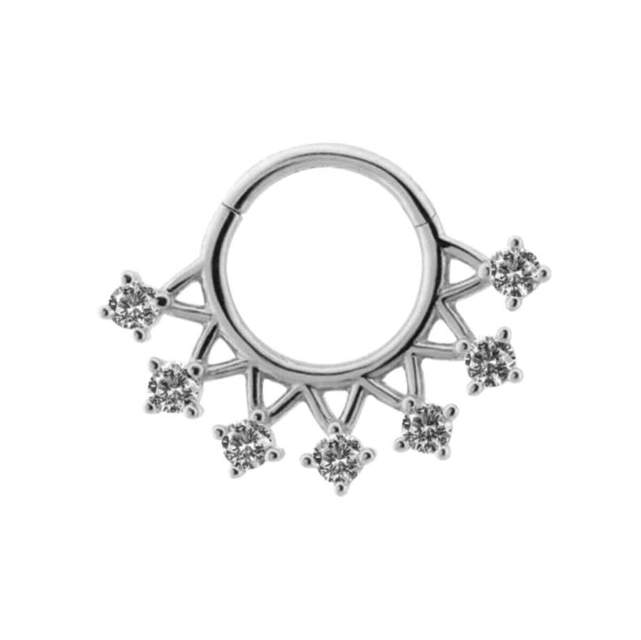Minimal Hoop Stoned Piercing White 14 K