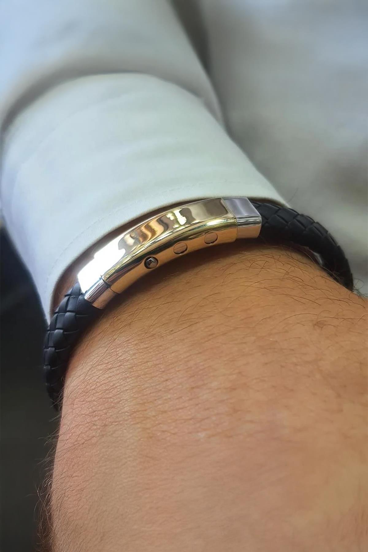 Double Color Men's Gold Bracelet