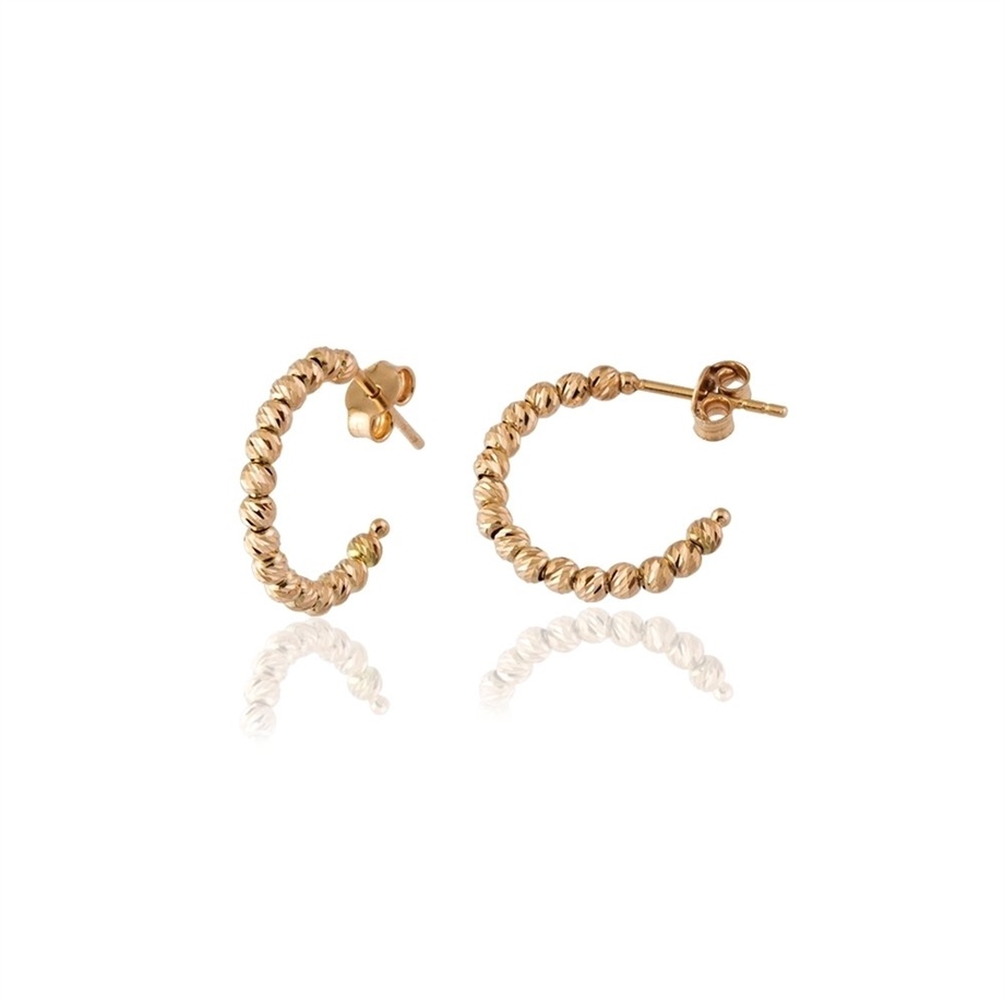 Italian Dorica White Earrings Rose Gold 14 K Solid Gold