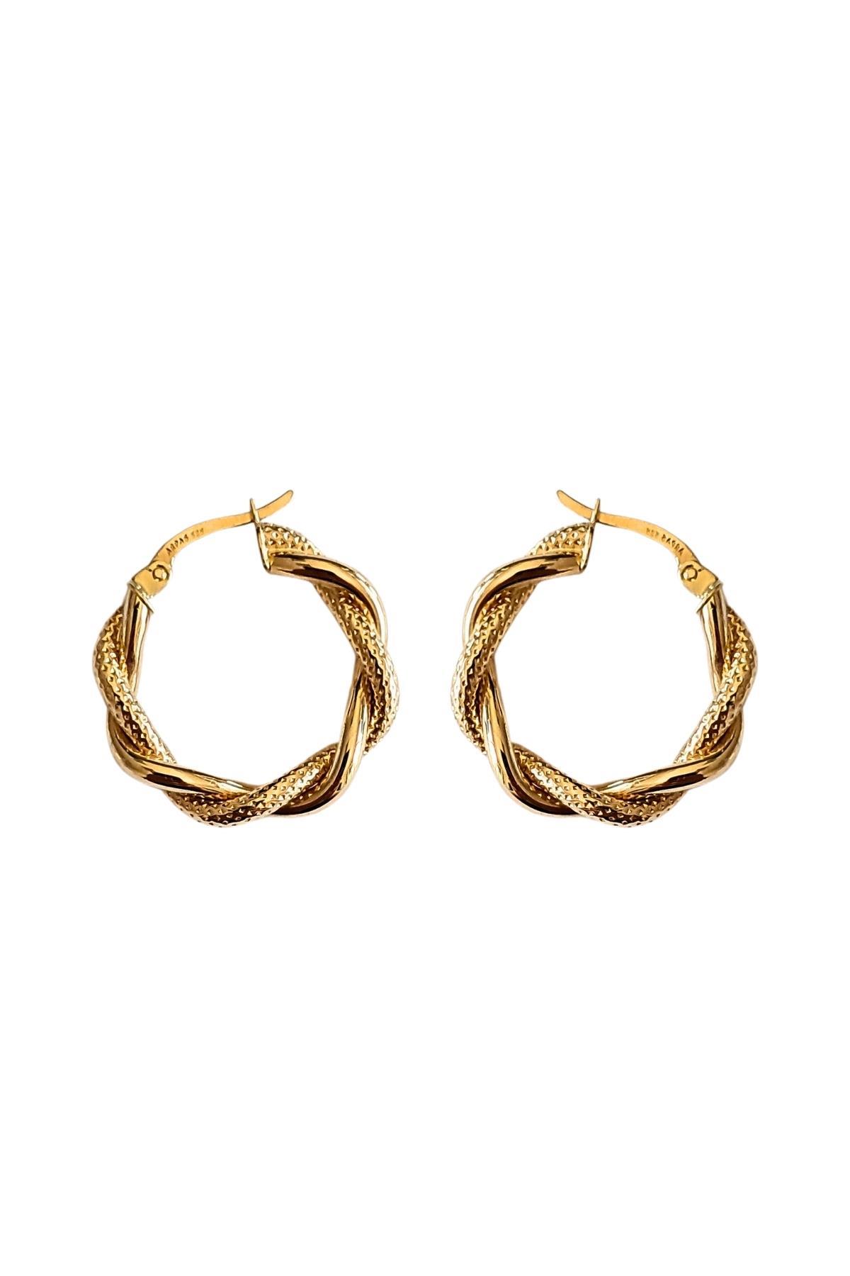 Kalemli Halka Altın Küpe