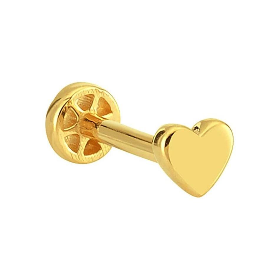 Heart Tragus Piercing Yellow 14 K Solid Gold
