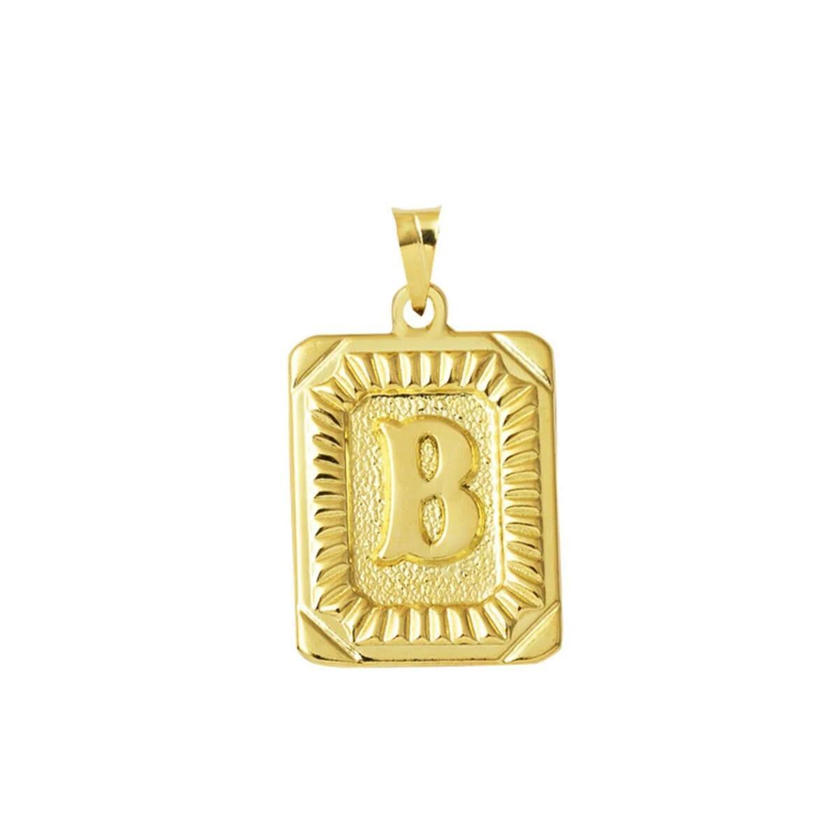 Quadrat 14 Karat (585) Gold B Buchstabe Halskette Spitze