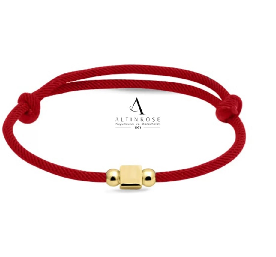 KIRMIZI İPLİ KÜP İKİ TOPLU 14 AYAR ALTIN