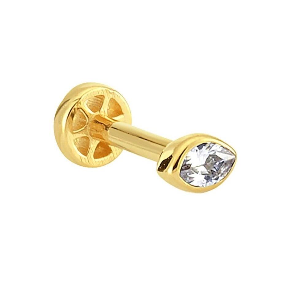 Mekik Mit Stein Gold Tragus Piercing 14 Karat (585) Gelbgold