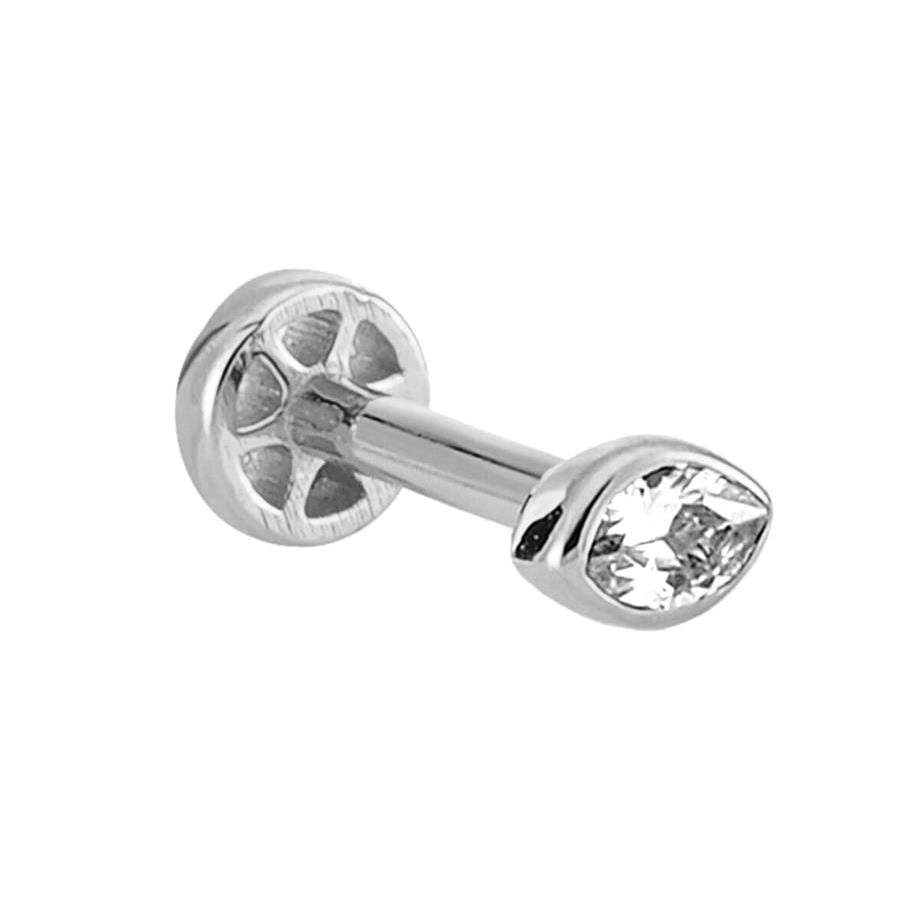 Mekik Mit Stein Gold Tragus Piercing 14 Karat (585) Weißgold