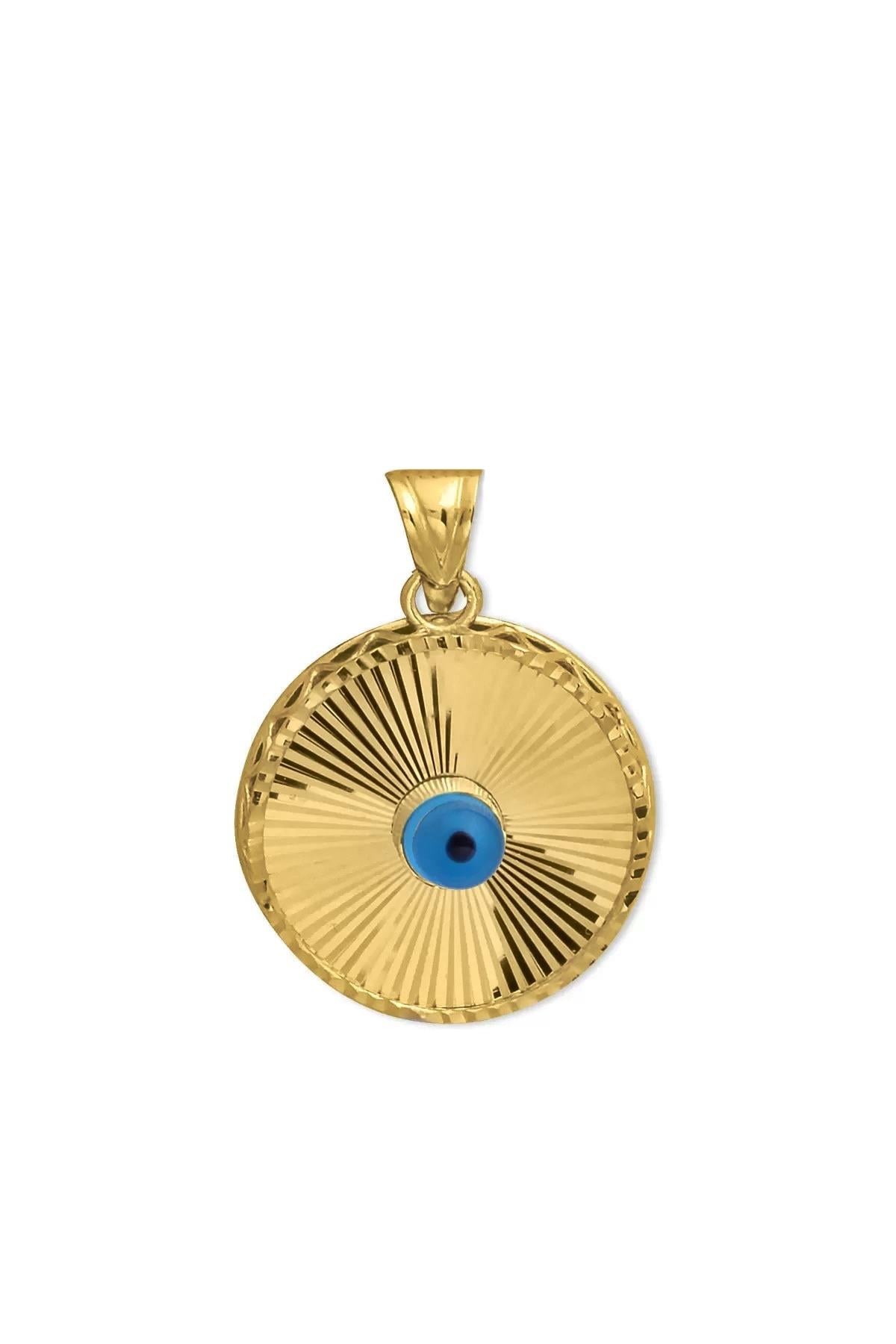 Auge-Amulett Perlen Mit Facettenschliff Rund Gold Halskette Spitze 585 Gold