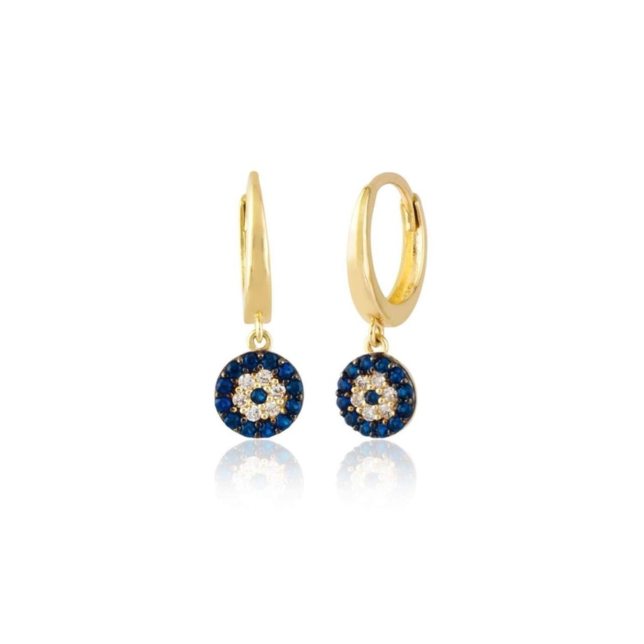 Evil Eye Earrings 14 K Solid Gold