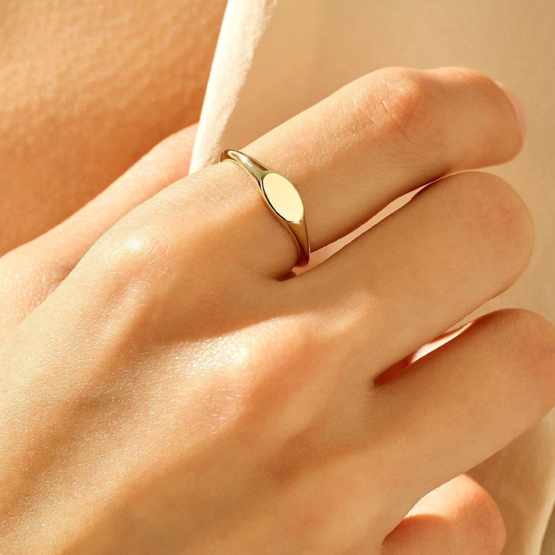 Oval Mühür Gold Ring 585 Gold