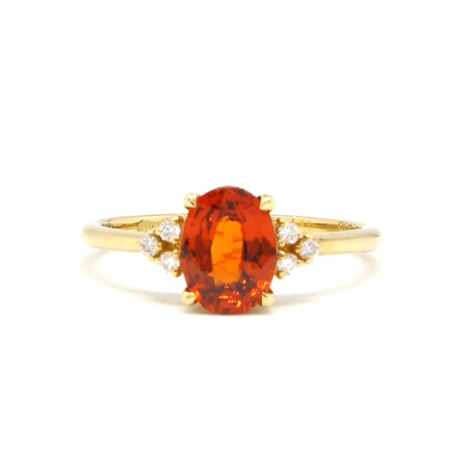 Oval Turuncu Garnet Pırlantalı Yüzük