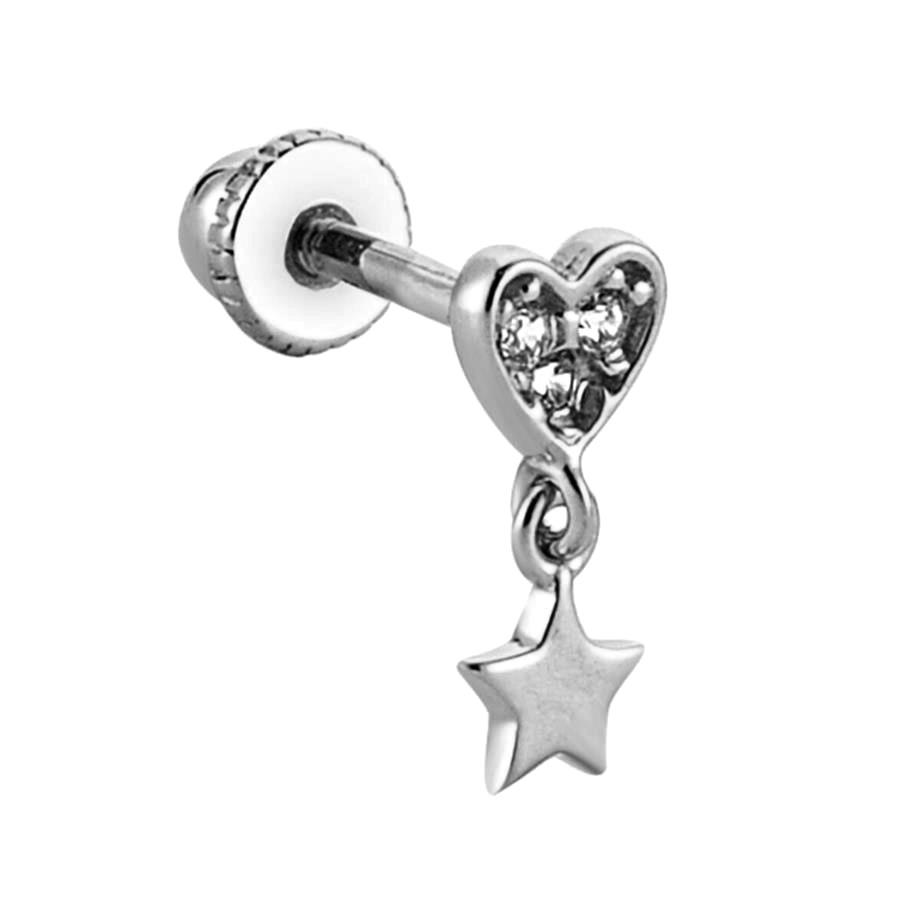 Mit Anhänger Stern Gold Helix/kıkırdak Piercing 14 Karat (585) Weißgold