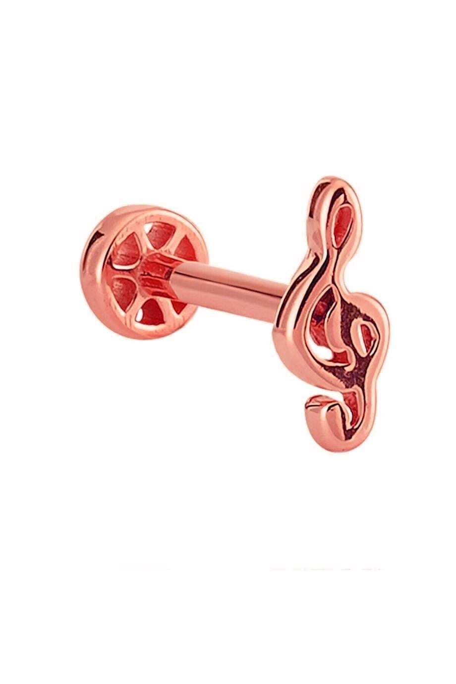 Treble Clef Tragus Piercing Rose 14 K Solid Gold