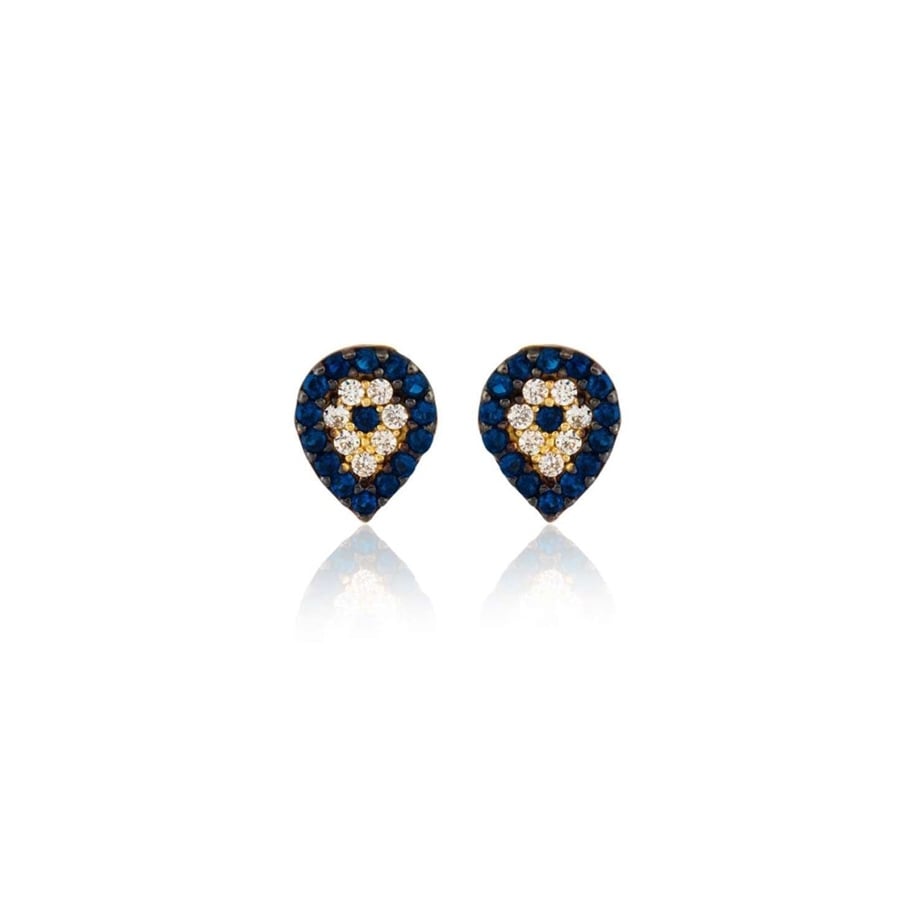Evil Eye Earrings 14 K Solid Gold
