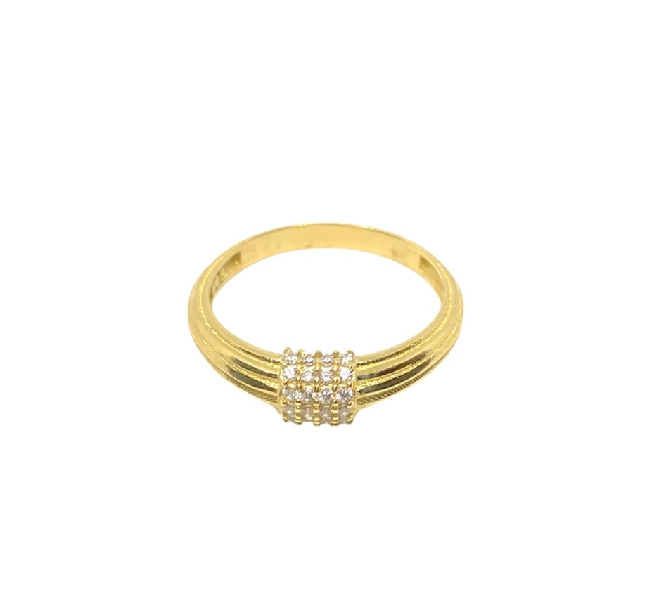 SWAROVSKİ TAŞLI ÇİZGİLİ EKLEM YÜZÜK 14 AYAR ALTIN