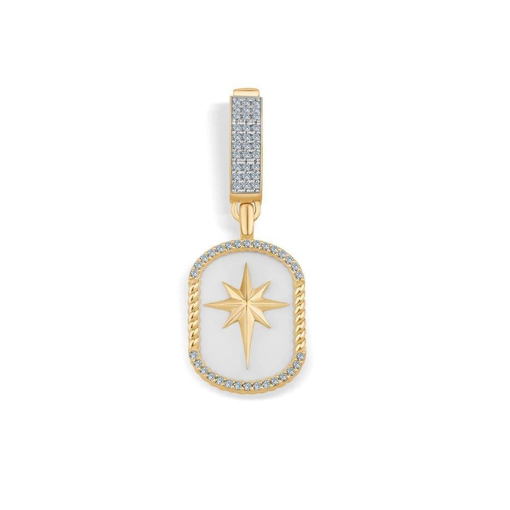 Mit Stein Weißgold Mit Emaille Kuzey Yıldızı Charm Gold Halskette Spitze 585 Gold