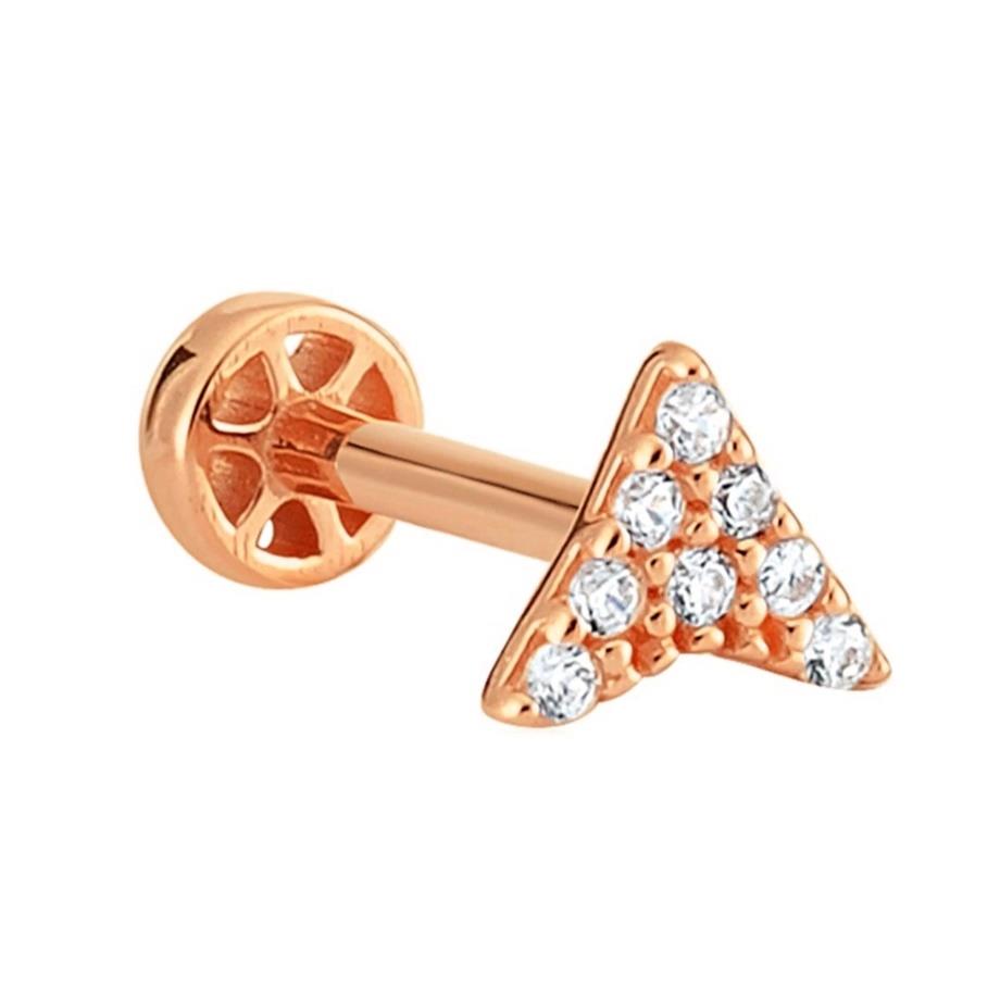 Boomerang Stone Tragus Piercing Rose 14 K Solid Gold