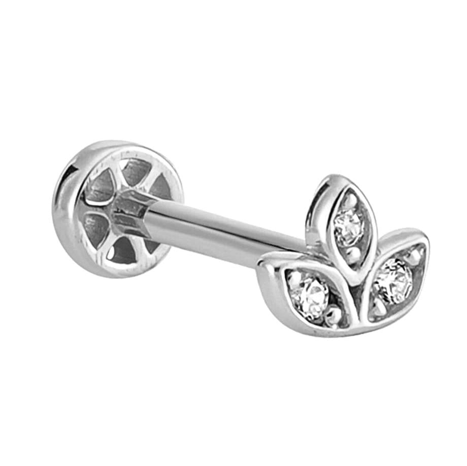 Mit Stein Cemre Piercing Gold Tragus 14 Karat (585) Weißgold