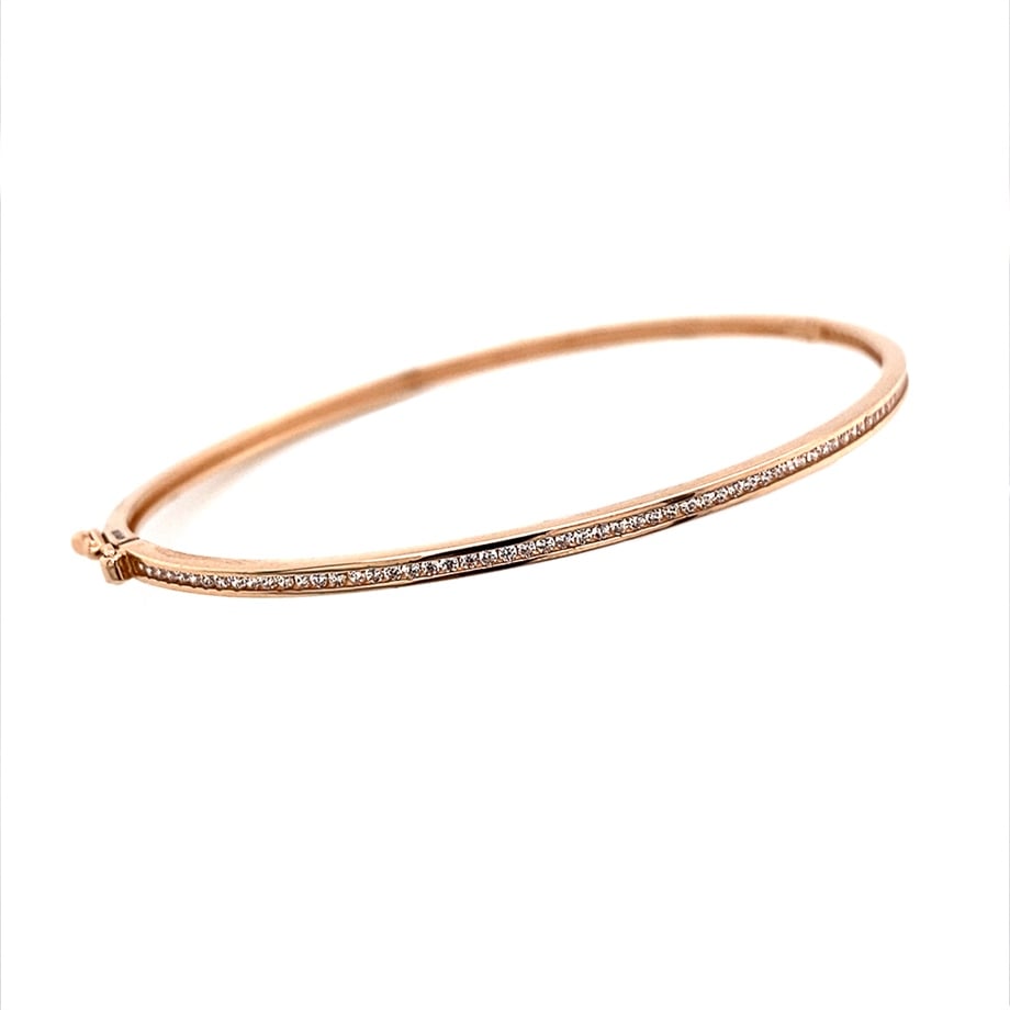 Tek Reihelı Tennis Roségold Gold Spangenarmband 14 Karat (585)
