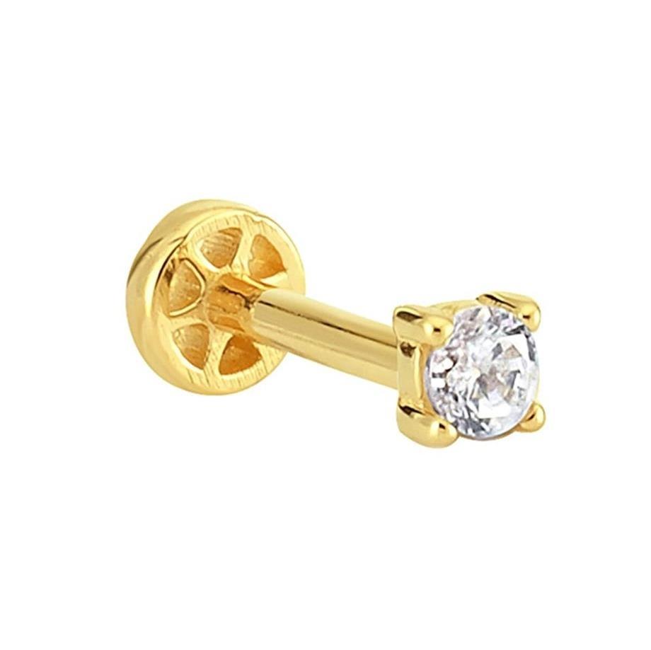 Solitaire Tragus Piercing 14 K Solid Gold