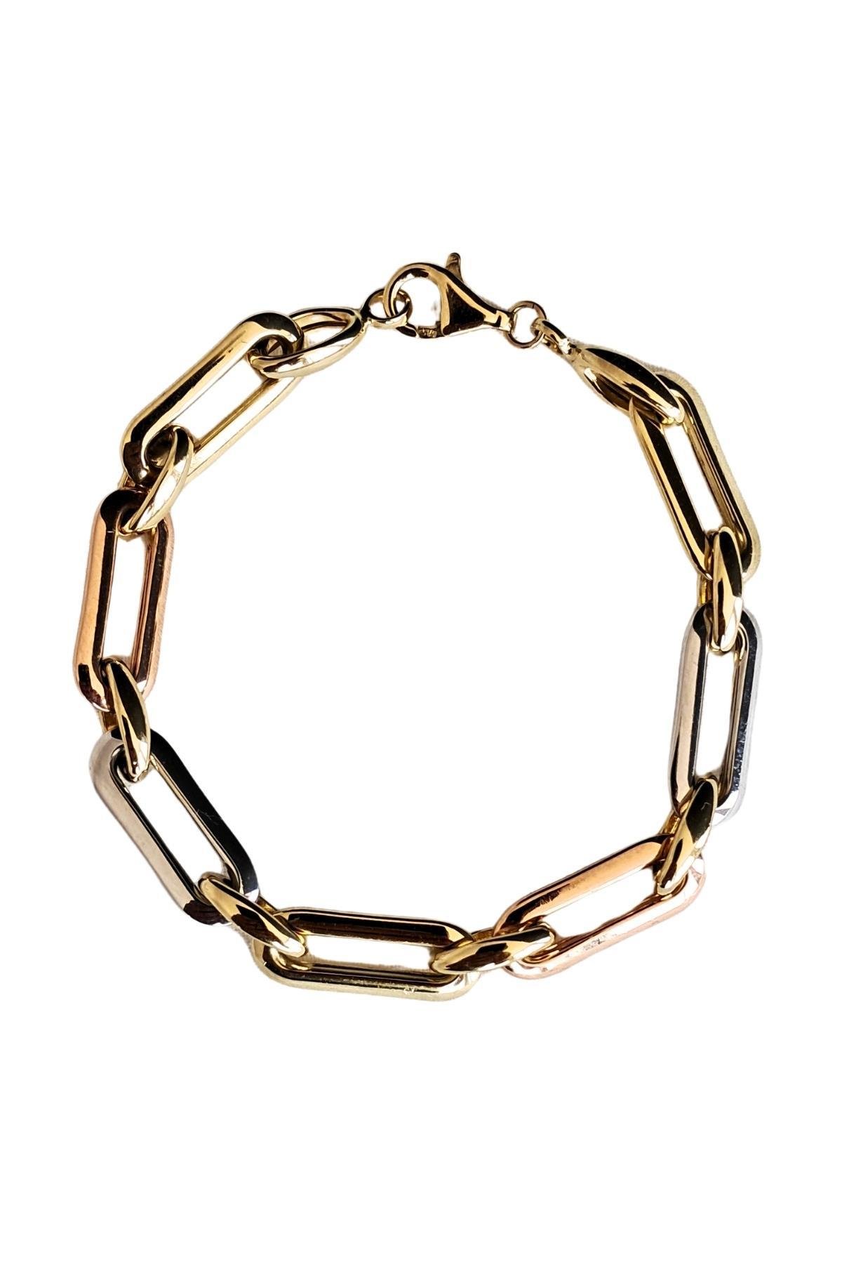 Üç Renkli Ataç Altın Bileklik