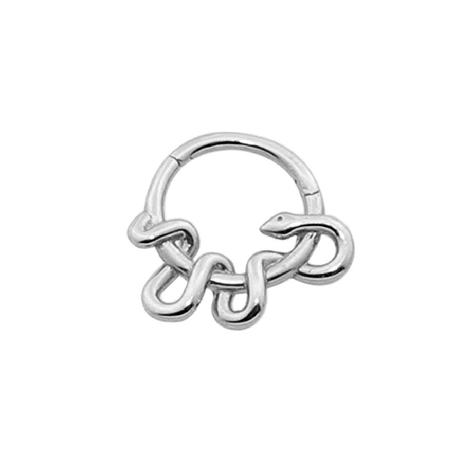 Snake Hoop Piercing White 14 K Solid Gold