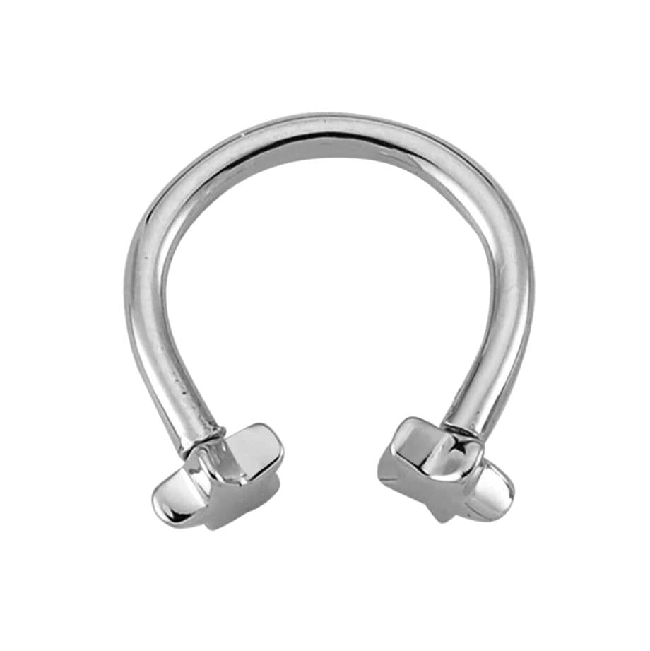 Star Hoop Piercing White 14 K Solid Gold