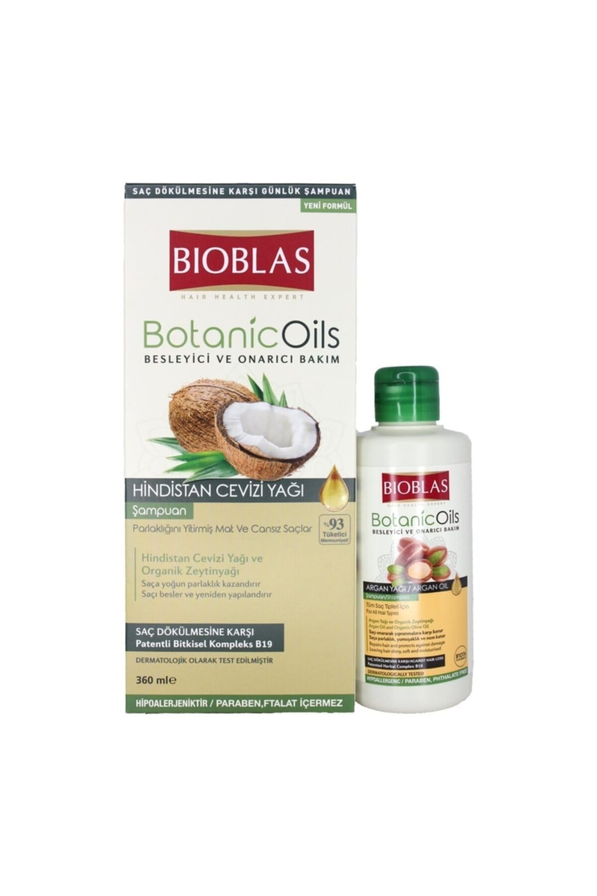 Bioblas Botanic Oil's Hindistan Cevizi Yağı Şampuanı 360ml+150ml Argan Yağlı Şampuan Hediye