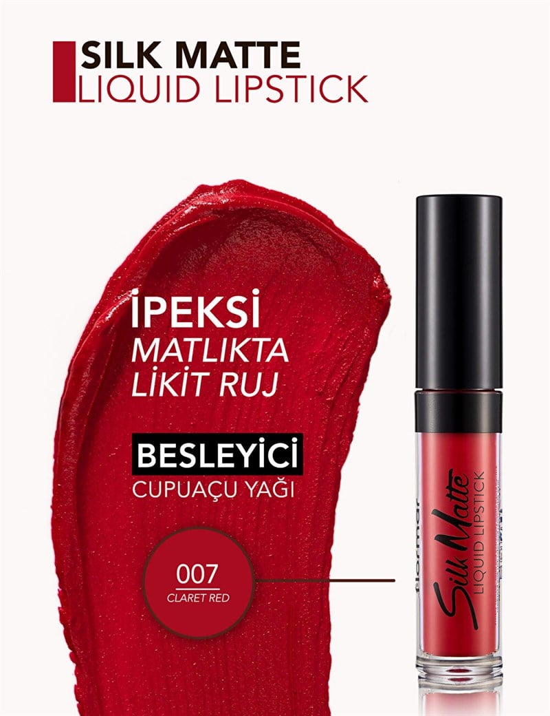 Flormar Silk Matte Liquid Lipstick Ruj - 07 Claret Red