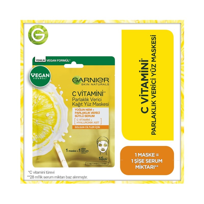 Garnier Kağıt Maske C Vitamini Parlaklık Verici 1 Adet