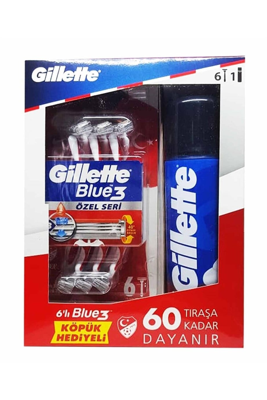 Gillette Blue 3 Kullan At 6 Adet + Tıraş Köpüğü Klasik Bakım 200 ml