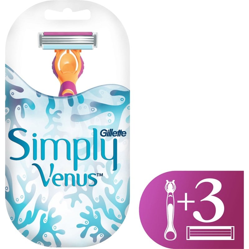 Gillette Simply Venüs Tıraş Makinesi + 3 Yedek Tıraş Bıçağı