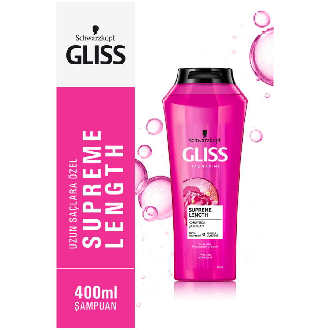 Gliss Supreme Long Koruyucu Şampuan - Biotin Kompleksi ve Şakayık Çiçeği Özü ile 400 ml