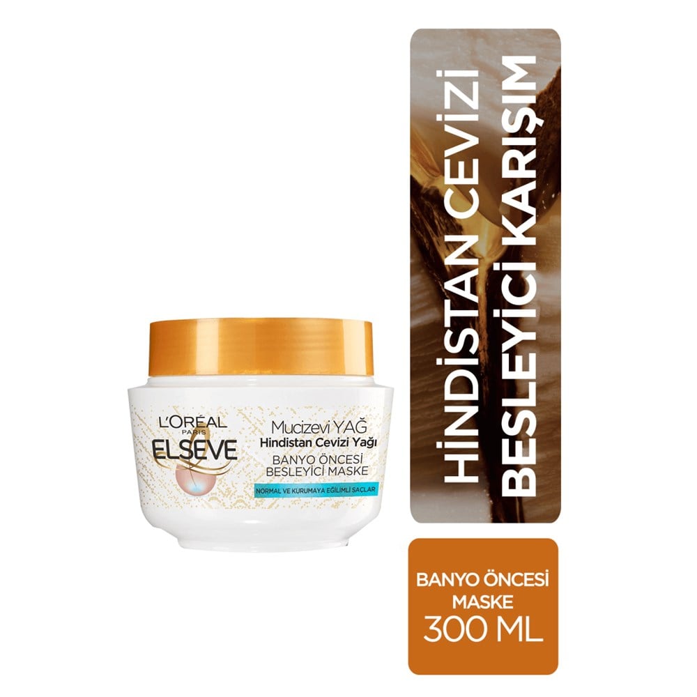 L'Oreal Paris Elseve Hindistan Cevizi ve Değerli Yağlar Banyo Öncesi Saç Maskesi 300 ml