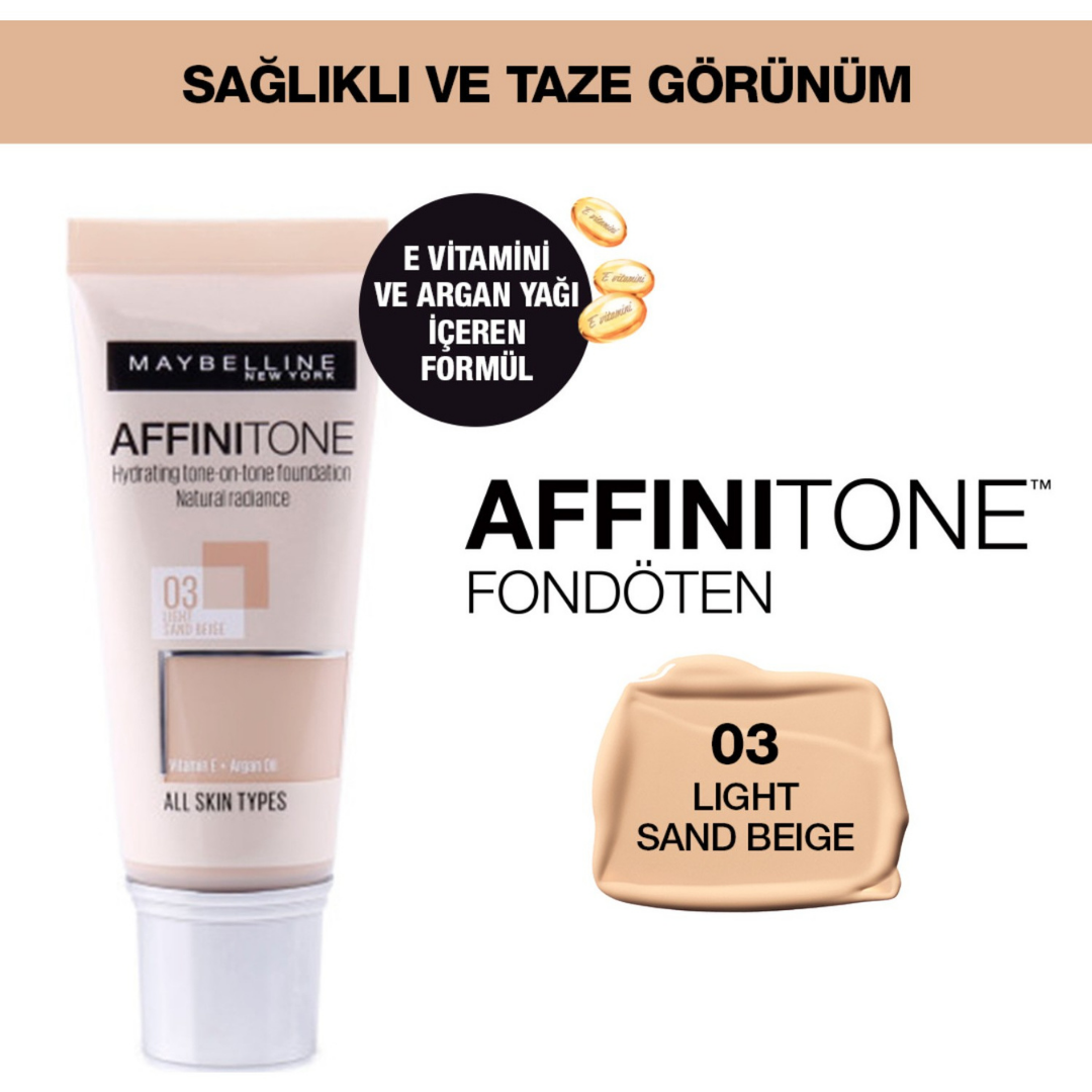 Maybelline New York Affinitone Fondöten 03 Light Sandbeige