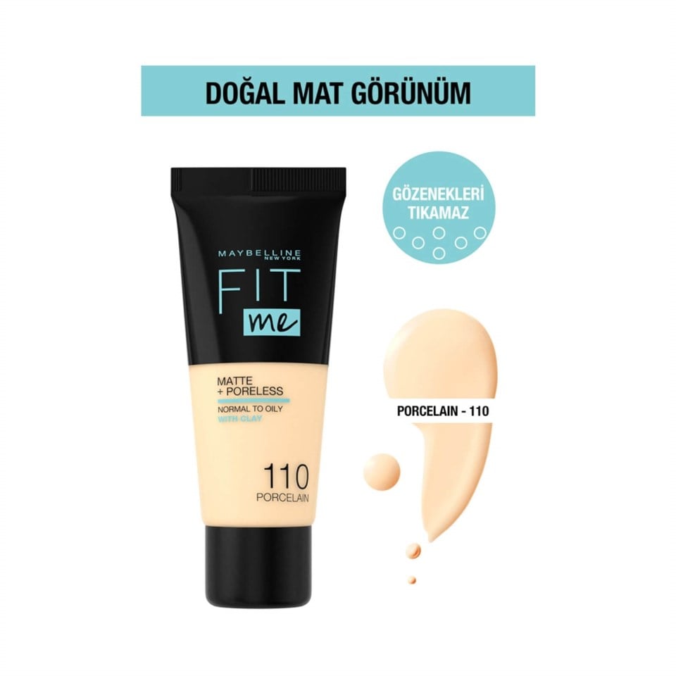 Maybelline New York Fit Me Matte Poreless Fondöten 110 Porcelain