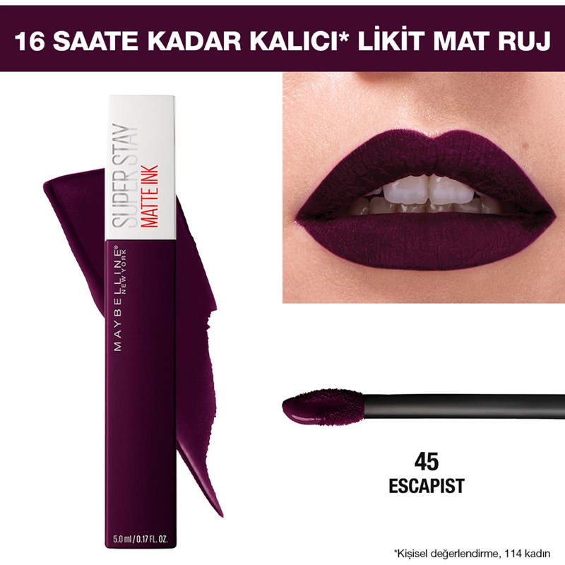 Maybelline New York Likit Mat Ruj - SuperStay Matte Ink Liquid Lipstick 45 Escapist