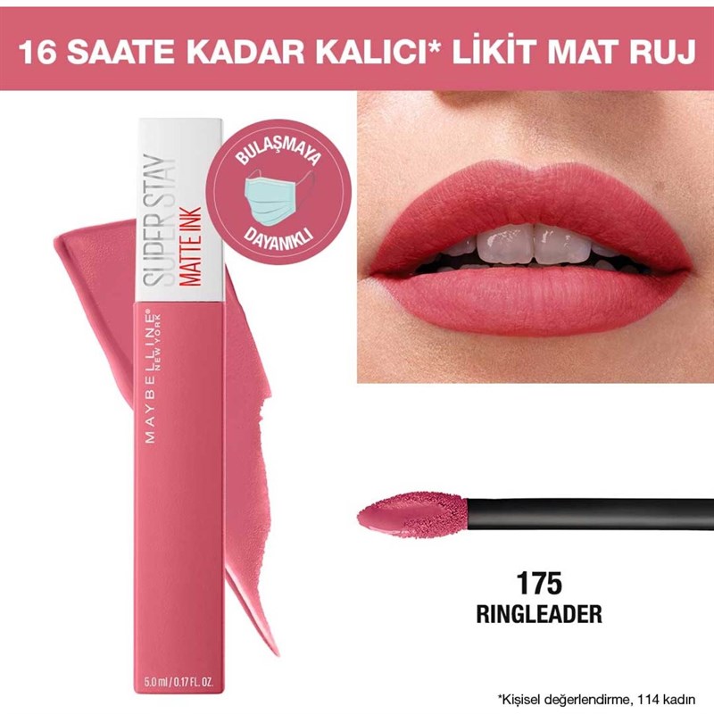 Maybelline New York Super Stay Matte Ink Likit Mat Ruj - 175 Ringleader - Pembe 