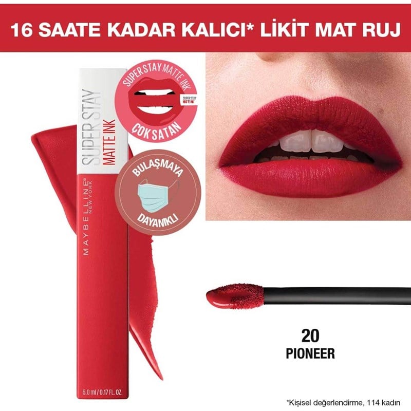 Maybelline New York Superstay Matte Ink Likit Ruj No: 20 Pioneer