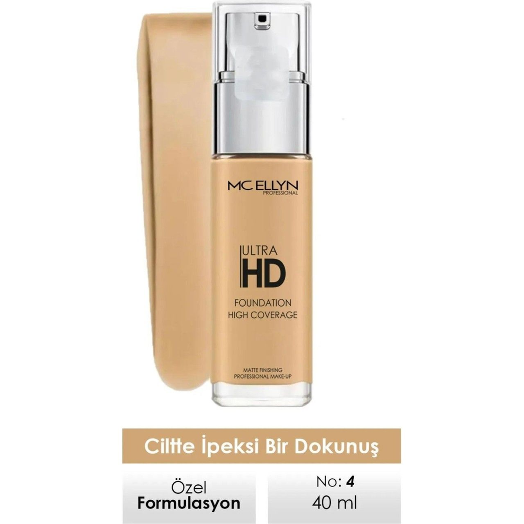Mc Ellyn Professıonal Ultra Hd Foundatıon (No:04) Hıgh Coverage 40 ml (Cam Şişe)