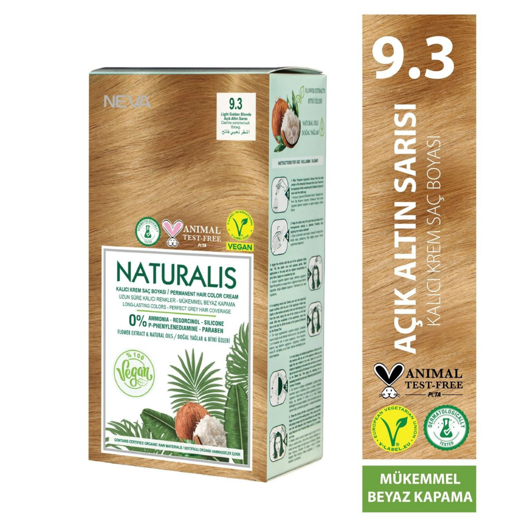 Nevacolor Naturalis Vegan Kalıcı Krem Saç Boyası Seti9.3 AÇIK ALTIN SARISI