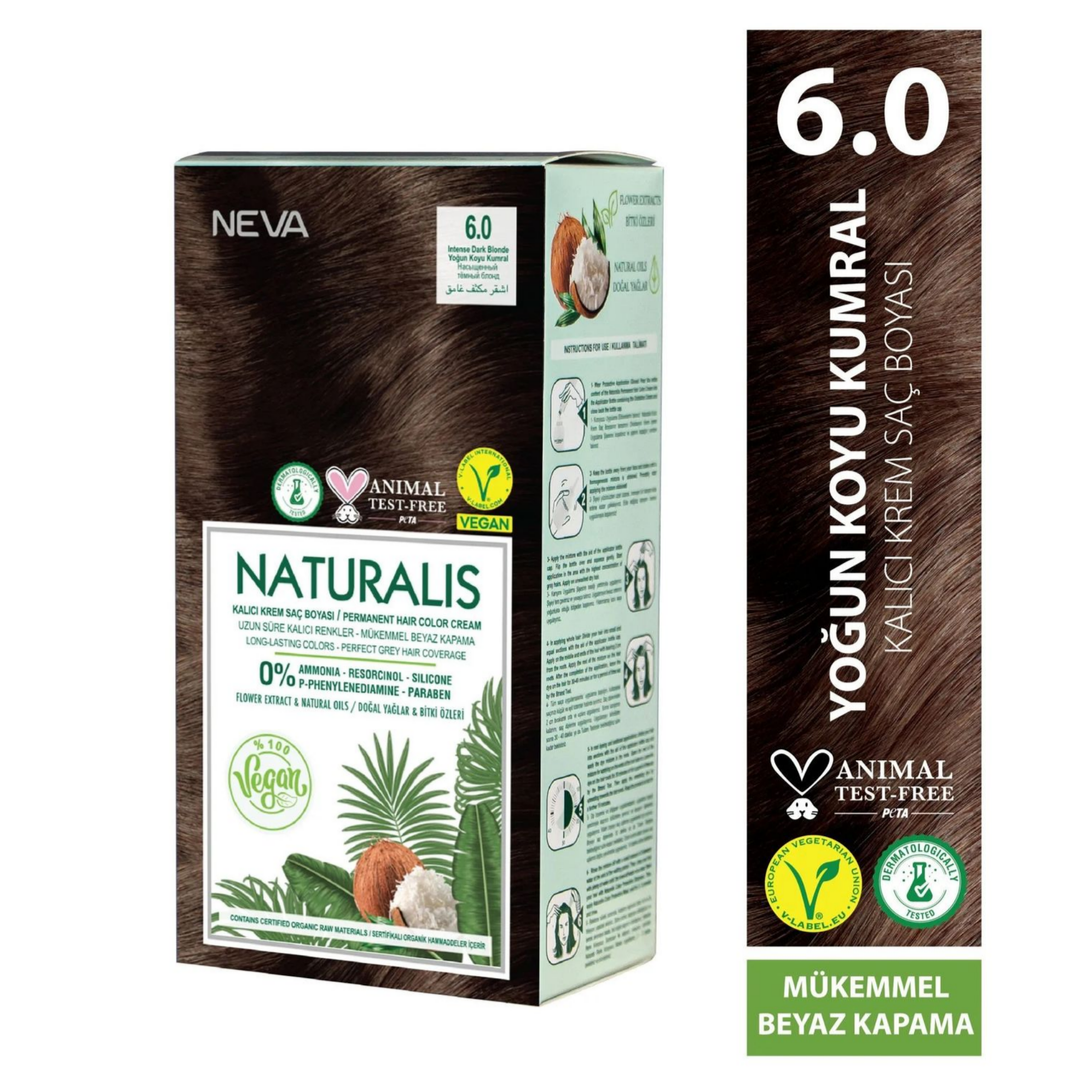 Nevacolor Naturalis Vegan Kalıcı Krem Saç Boyası Seti 6.0 YOĞUN KOYU KUMRAL