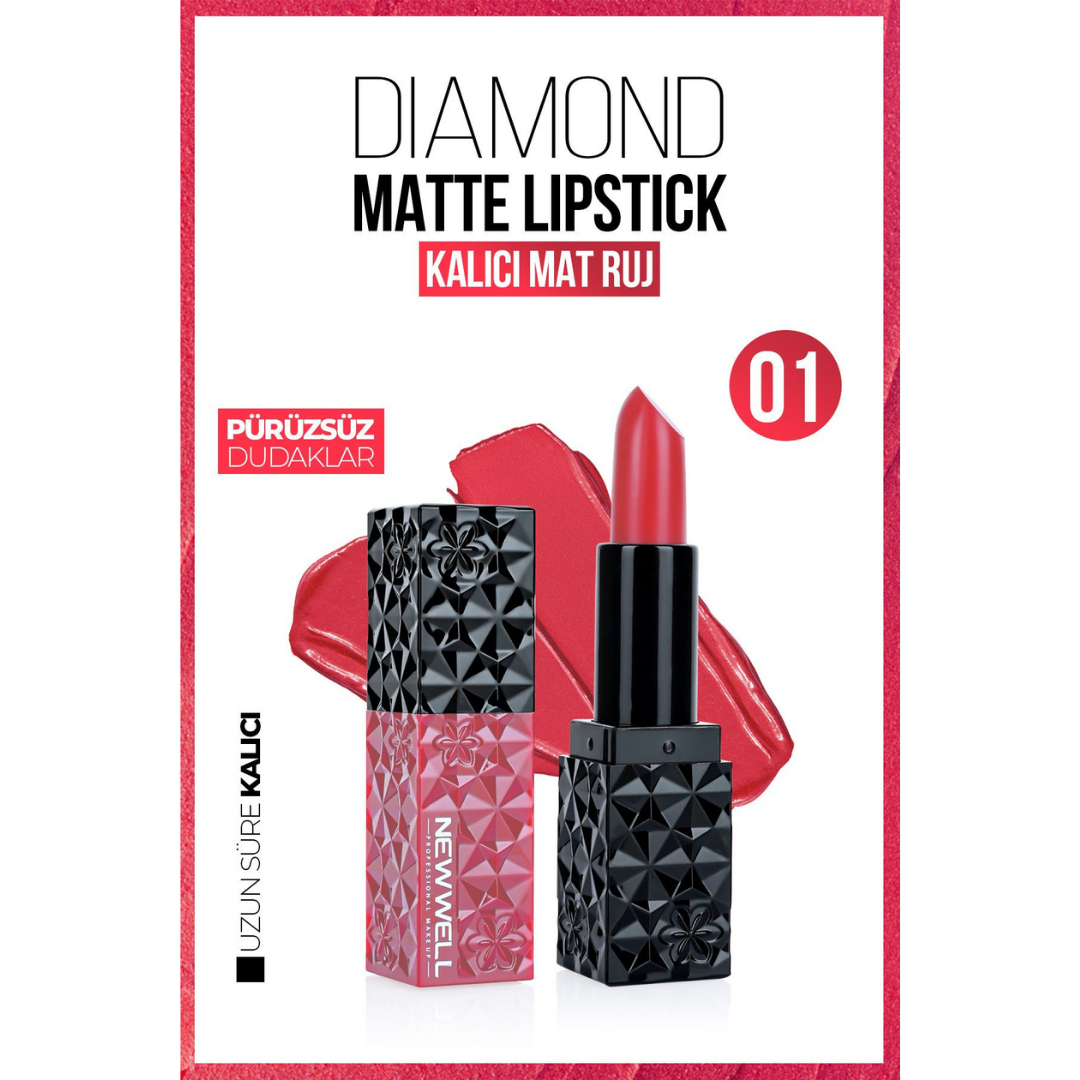 New Well Diamond Matte Lipstick 01 Gün Boyu Kalıcı