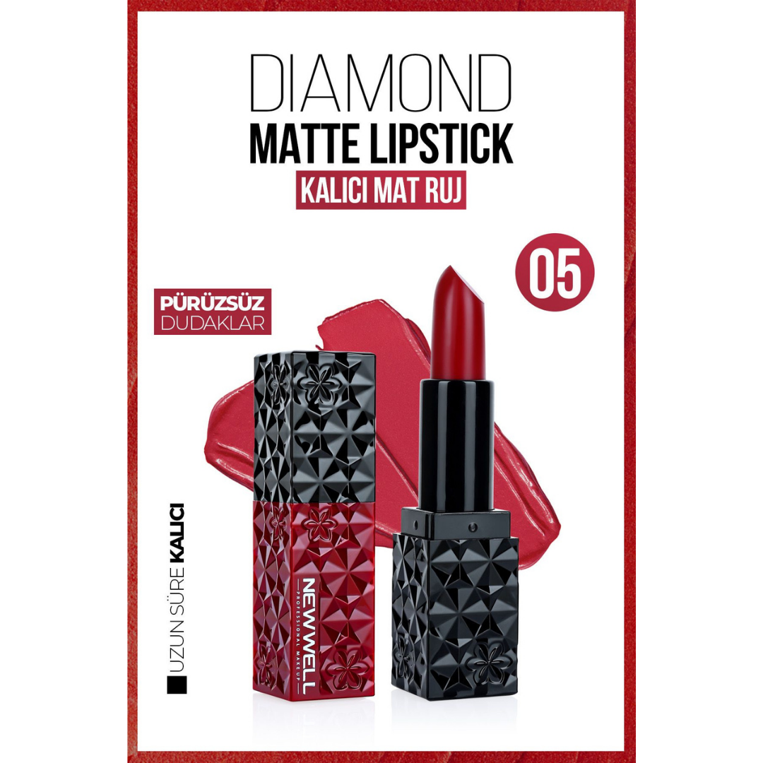 New Well Diamond Matte Lipstick 05 Gün Boyu Kalıcı
