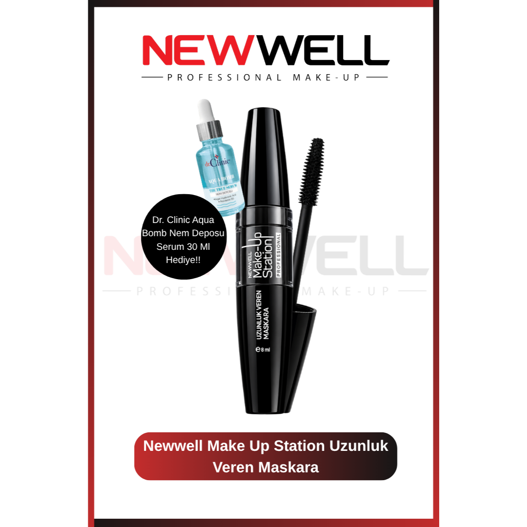 New well Make Up Station Uzunluk Veren Maskara Professıonal Makyaj Süngeri Hediye