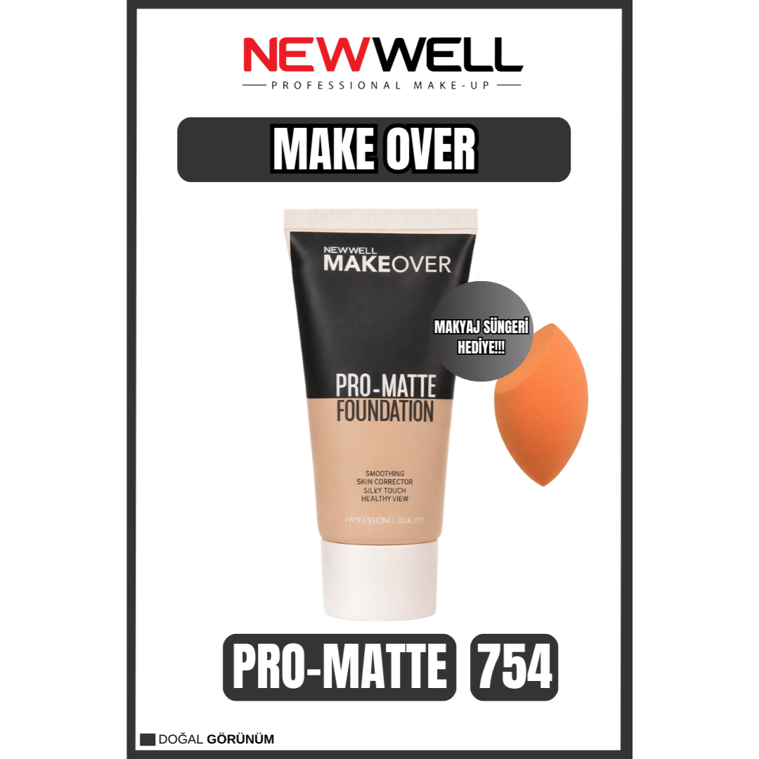 New Well Makeover Pro-matte Foundatıon 754 - Makyaj Süngeri Hediye