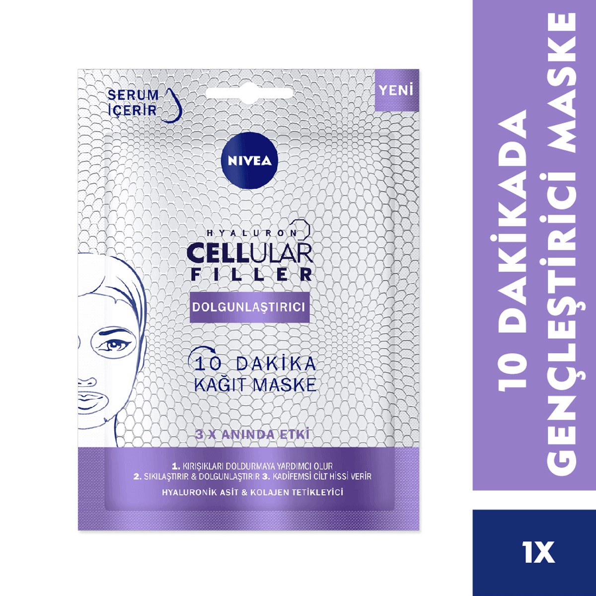 Nivea 10 Dakika Hyaluron Cellular Filler Dolgunlaştırıcı Kağıt Maske