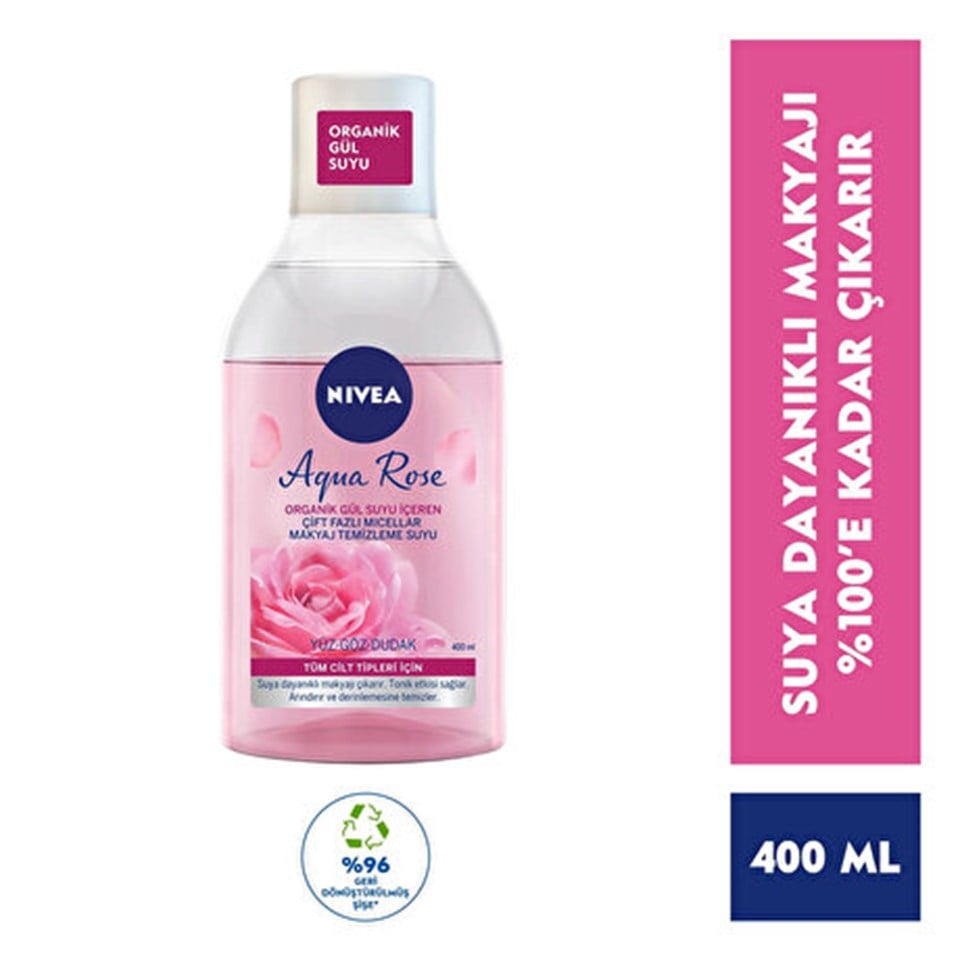 Nivea Aqua Rose Çift Fazlı Makyaj Temizleme Suyu 400 ml