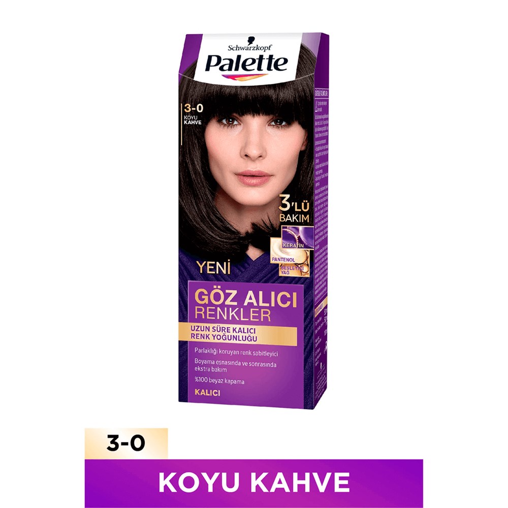 Palette Göz Alıcı Renkler Saç Boyası 3-0 Koyu Kahve