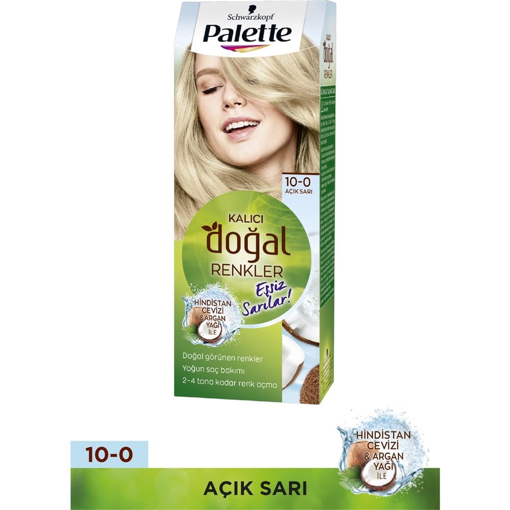 Palette Kalıcı Doğal Renkler Saç Boyası 10-0 Açık Sarı