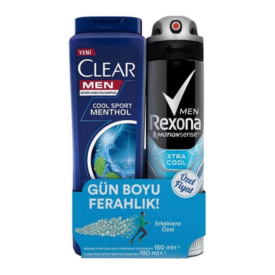 Rexona Men Xtra Cool Erkek Deodorant + Clear Şampuan 185ml Set